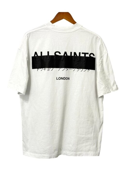 All Saints Other - AllSaints Mens Redact T-Shirt White Black Embroidery Oversized Cotton Size M